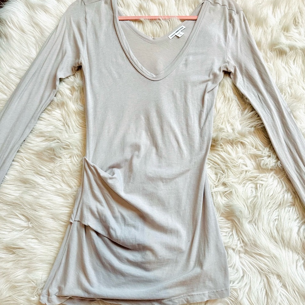 James Perse long sleeve tee with side pleat
